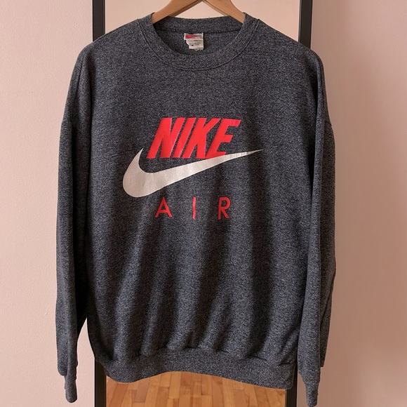 Vintage 80s Nike Air crewneck hoodie sweater sweatshirt Jordan grey tag infrared - Picture 2 of 16